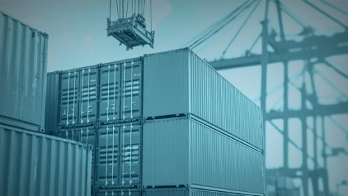 Export containers at the sea port
