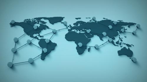 World map with connections
