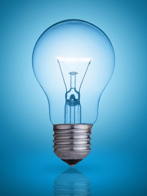 image of lightbulb with blue background