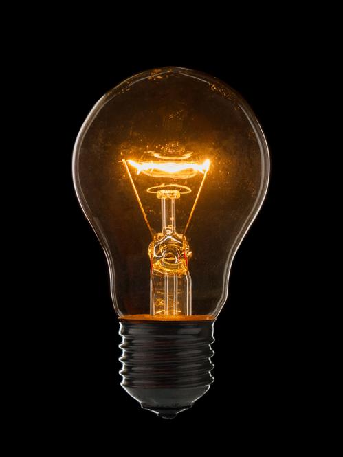 Image of lightbulb with black background