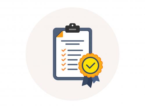 Drawing of a checklist with a trophy ribbon